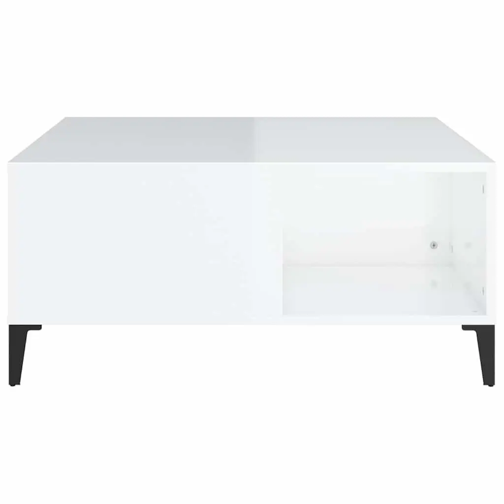 Coffee Table Storage Compartments 80x80x36.5cm White High Gloss Engineered Wood
