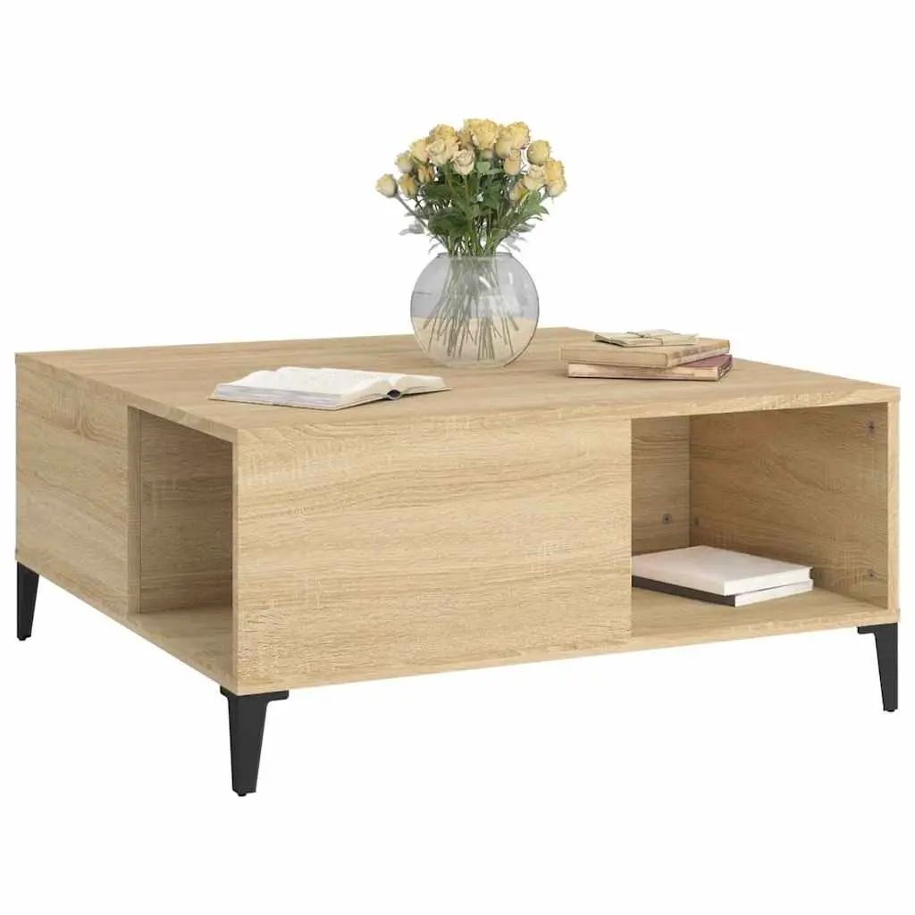 Coffee Table Brown Engineered Wood Storage Compartments Living Room Furniture
