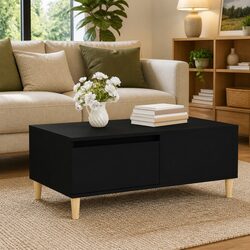 Reliable Black Coffee Table with Drawer 90x50x36.5 cm