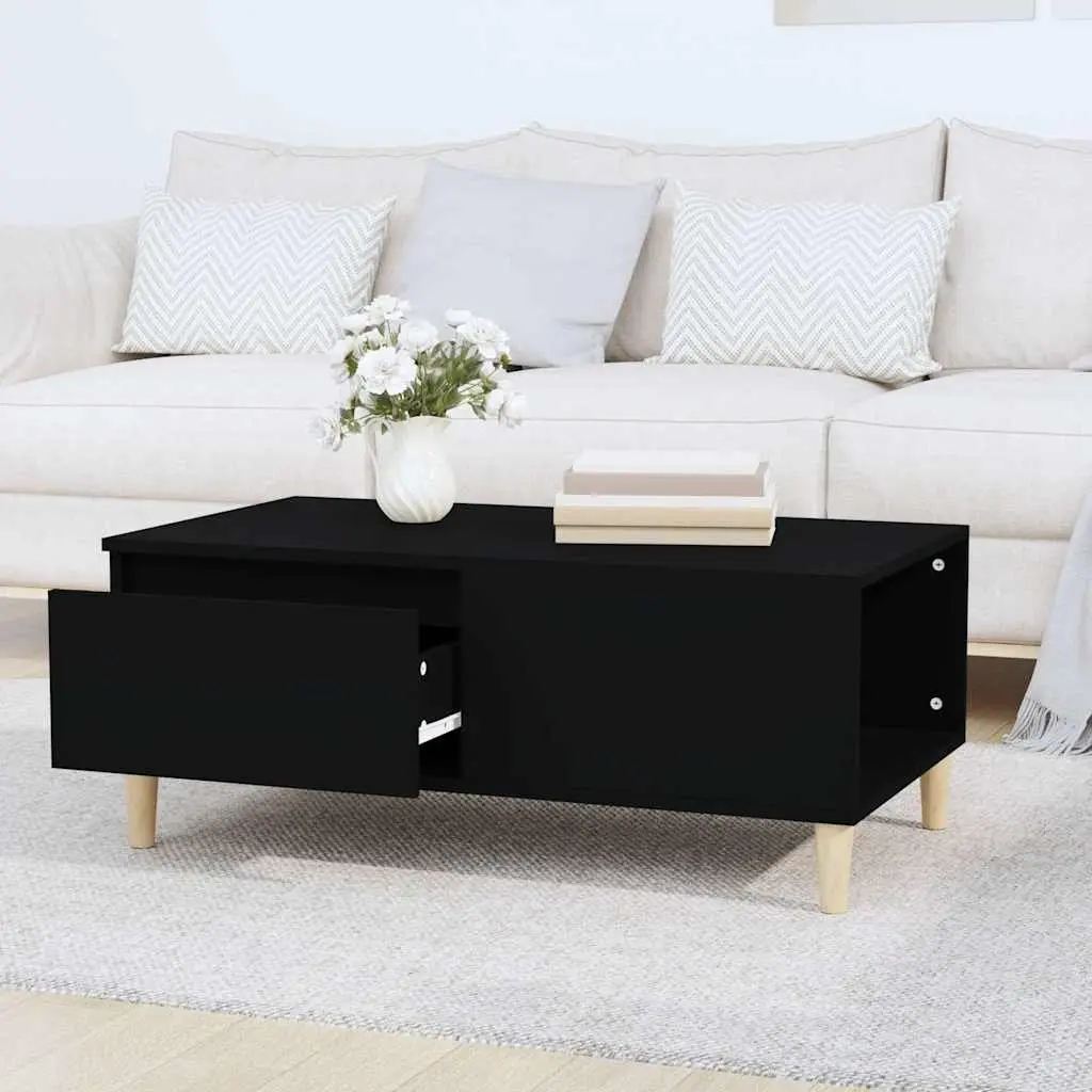 Black Coffee Table with Drawer 90x50x36.5 cm
