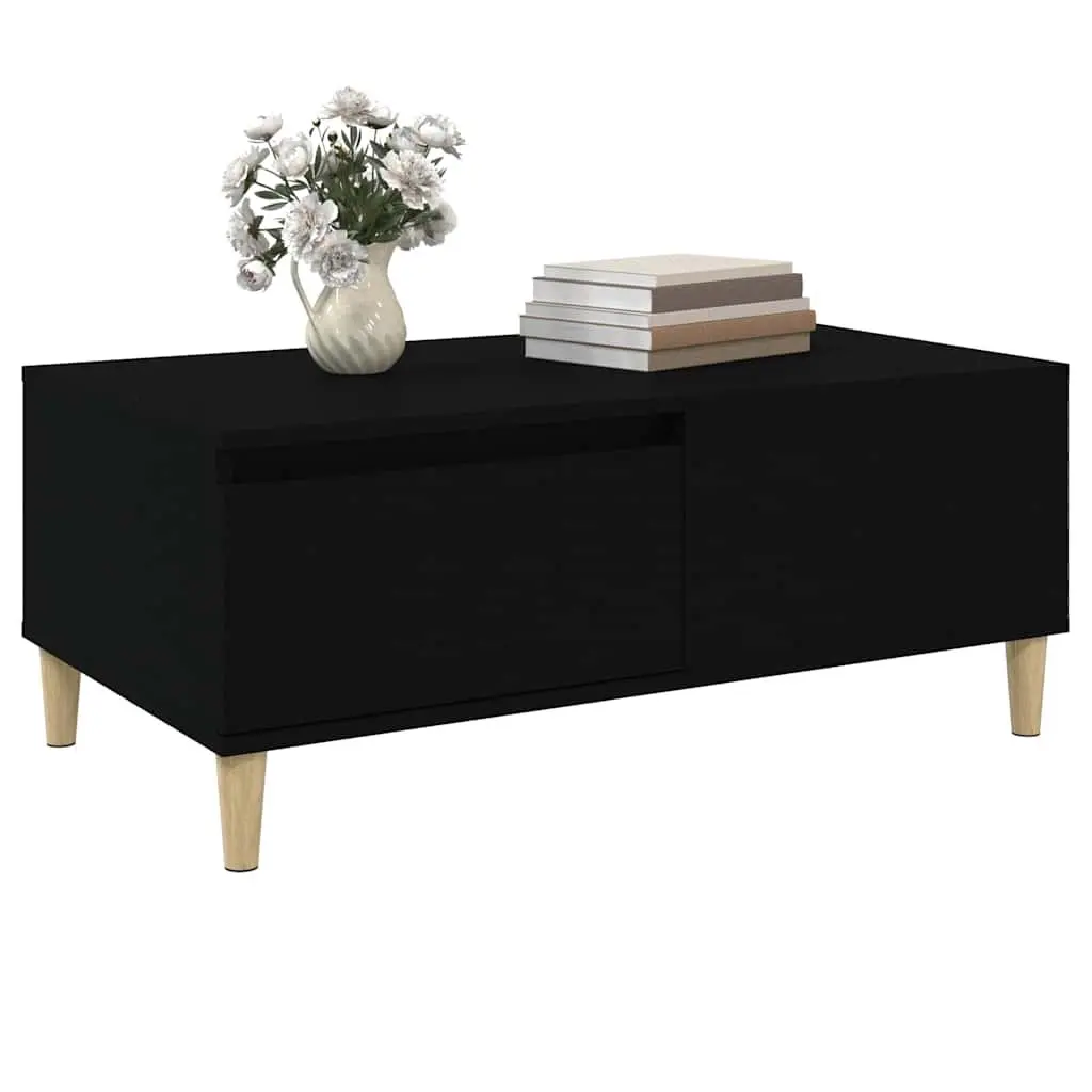 Black Coffee Table with Drawer 90x50x36.5 cm