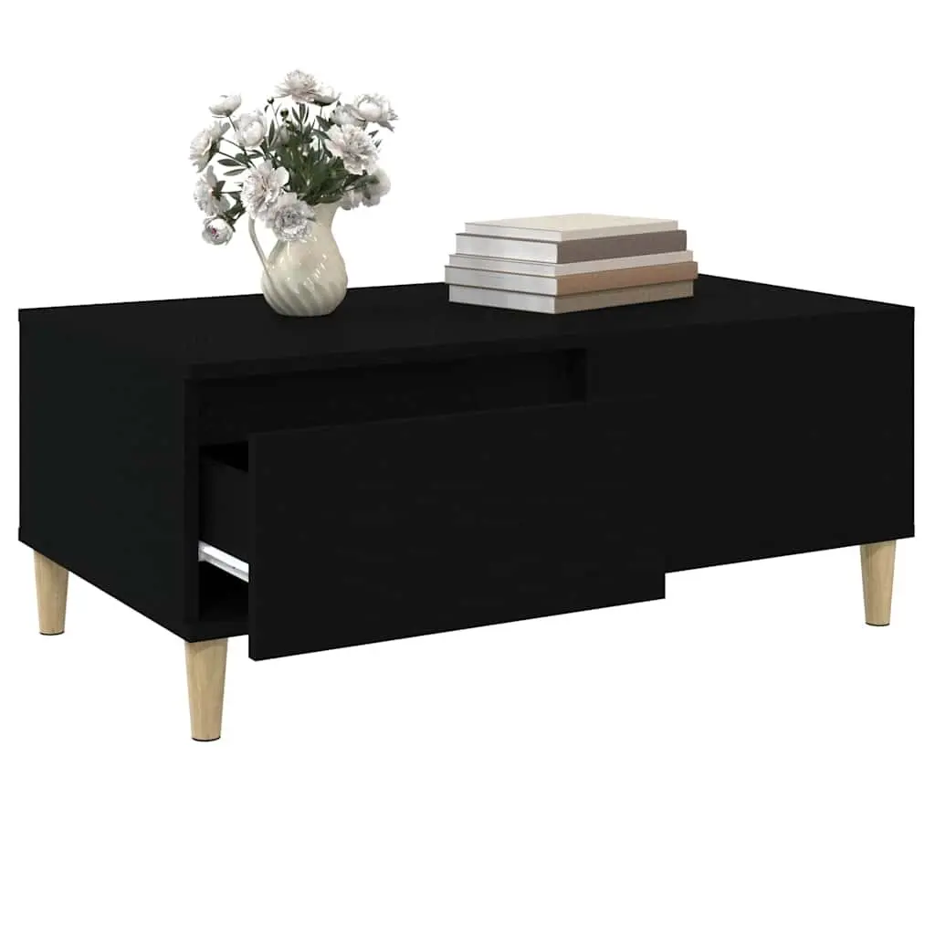 Black Coffee Table with Drawer 90x50x36.5 cm
