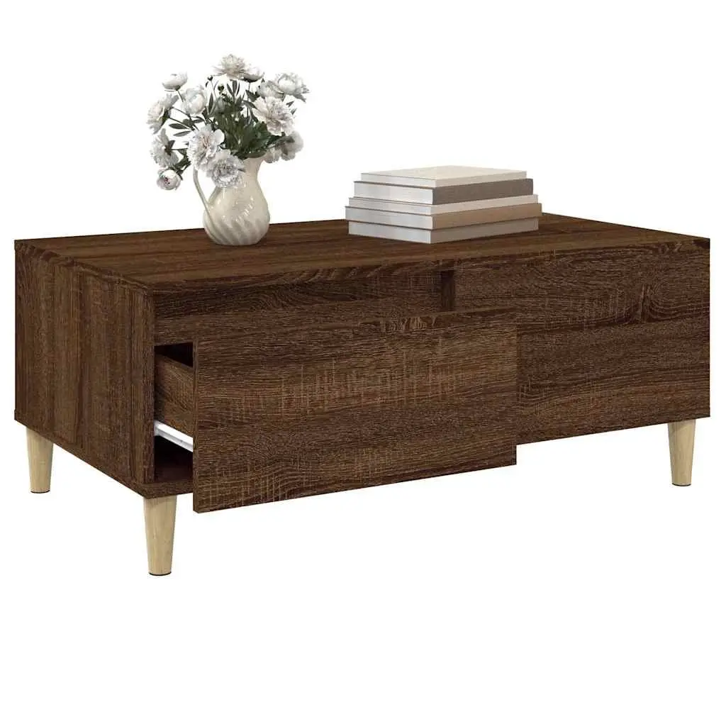 Coffee Table in Brown Oak with Ample Storage