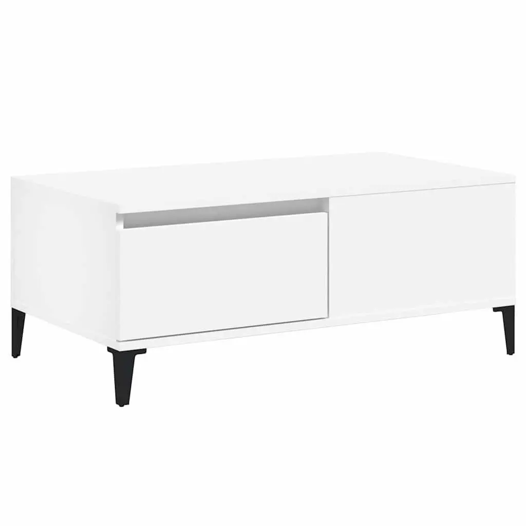 Coffee Table White Storage Drawer Modern Living Room Accent Furniture 90x50cm