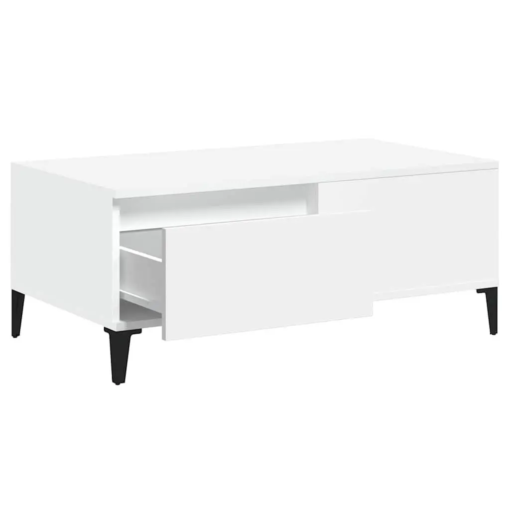 Coffee Table White Storage Drawer Modern Living Room Accent Furniture 90x50cm