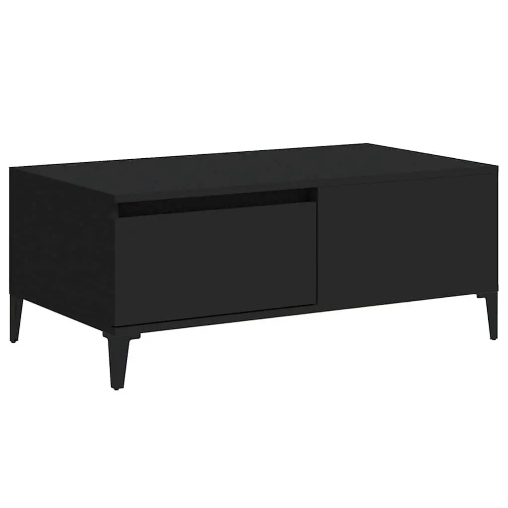Coffee Table Black 90x50x36.5 cm with Drawer Storage Accent Side Table