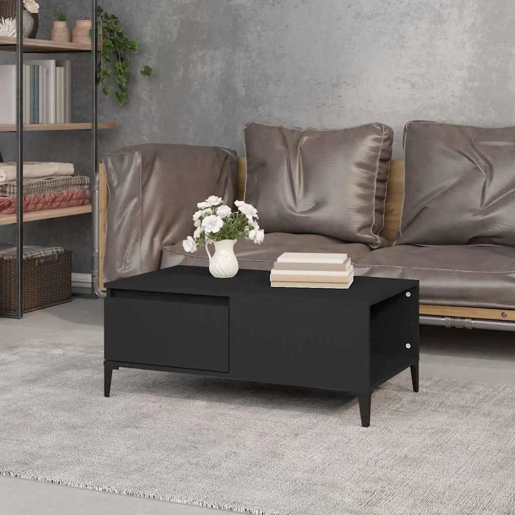 Coffee Table Black 90x50x36.5 cm with Drawer Storage Accent Side Table