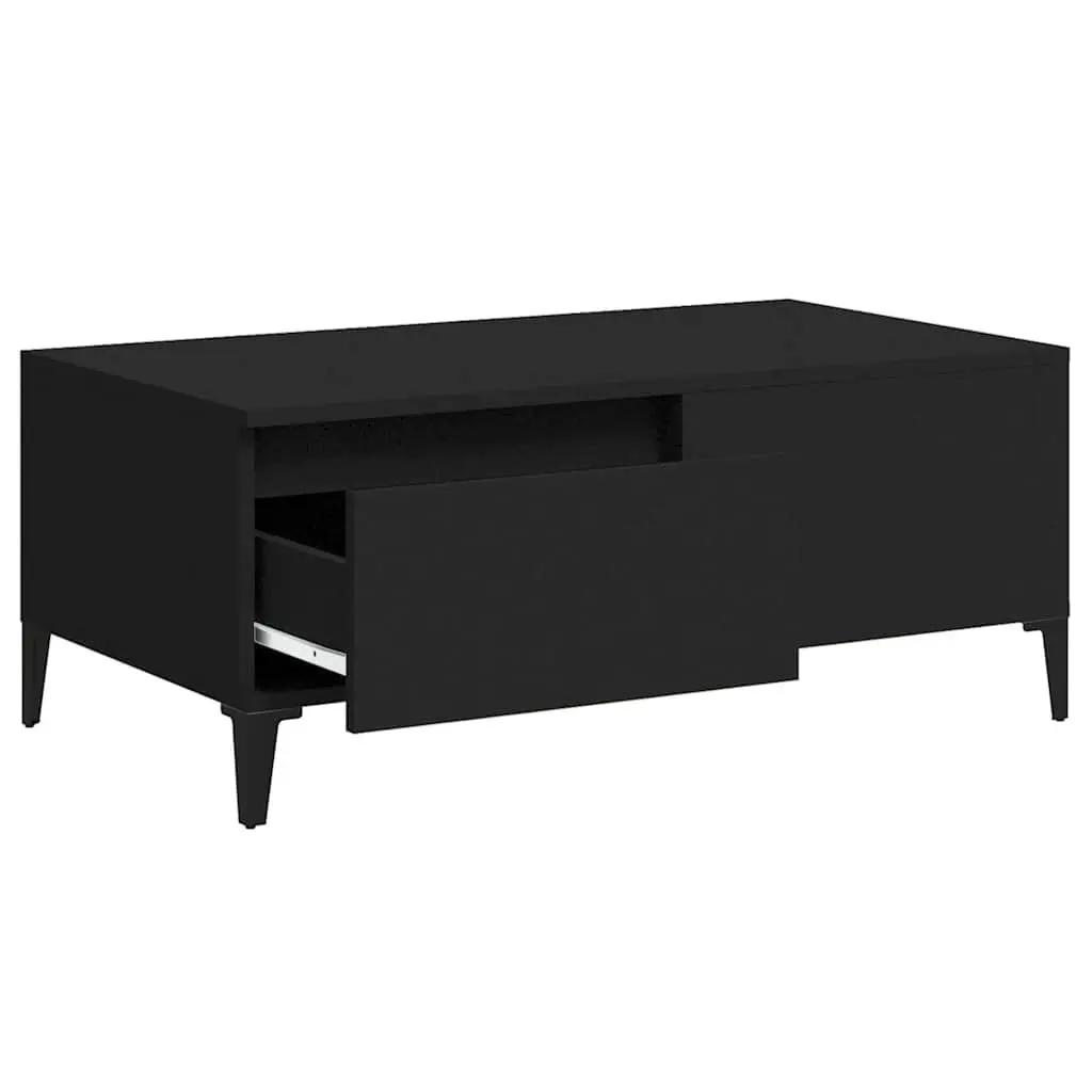 Coffee Table Black 90x50x36.5 cm with Drawer Storage Accent Side Table