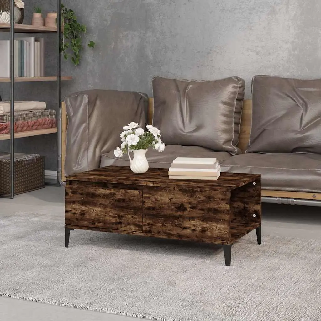Coffee Table with Storage Drawer Brown Engineered Wood Accent Living Room