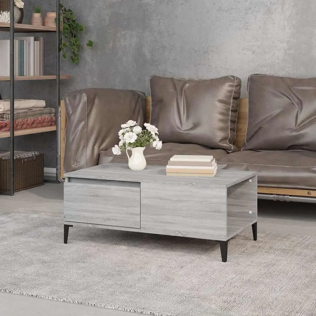 Coffee Table Grey Sonoma Drawer Storage Living Room Accent Side Table 90 x 50 x 36.5 cm