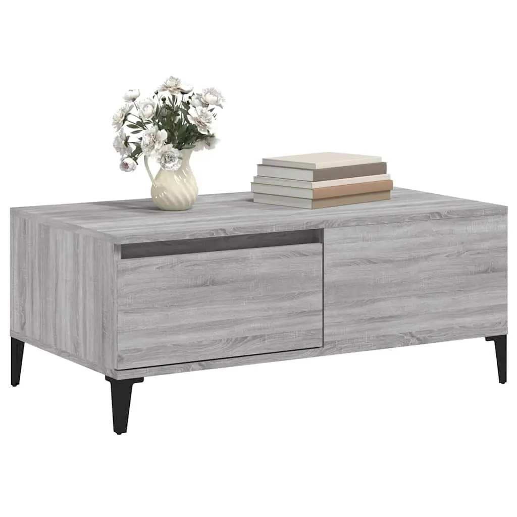 Coffee Table Grey Sonoma Drawer Storage Living Room Accent Side Table 90 x 50 x 36.5 cm