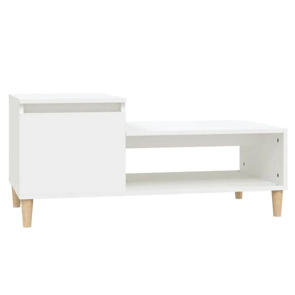 Coffee Table White Storage Compartment Shelf Living Room
