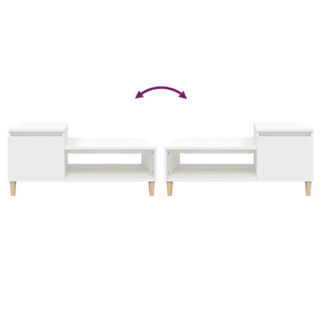 Coffee Table White Storage Compartment Shelf Living Room