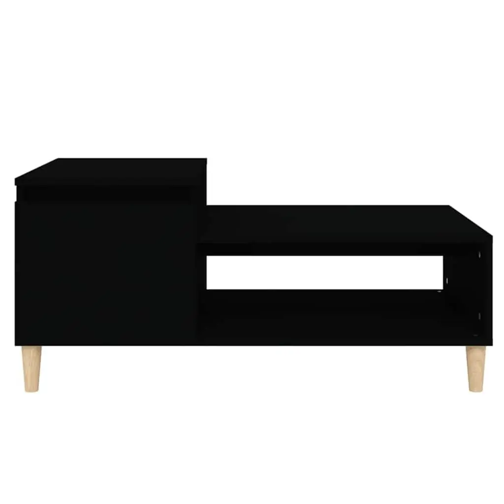 Coffee Table Black Storage Compartment Shelf Living Room