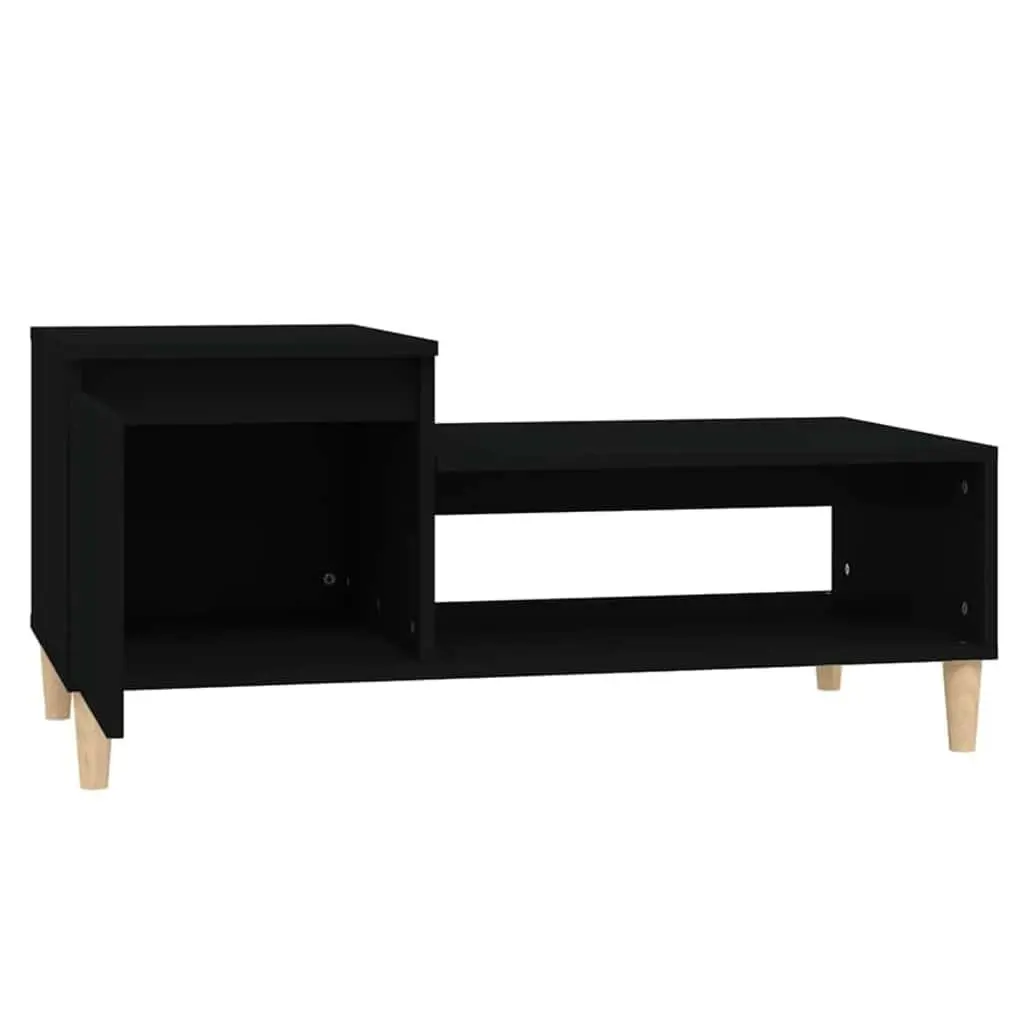 Coffee Table Black Storage Compartment Shelf Living Room