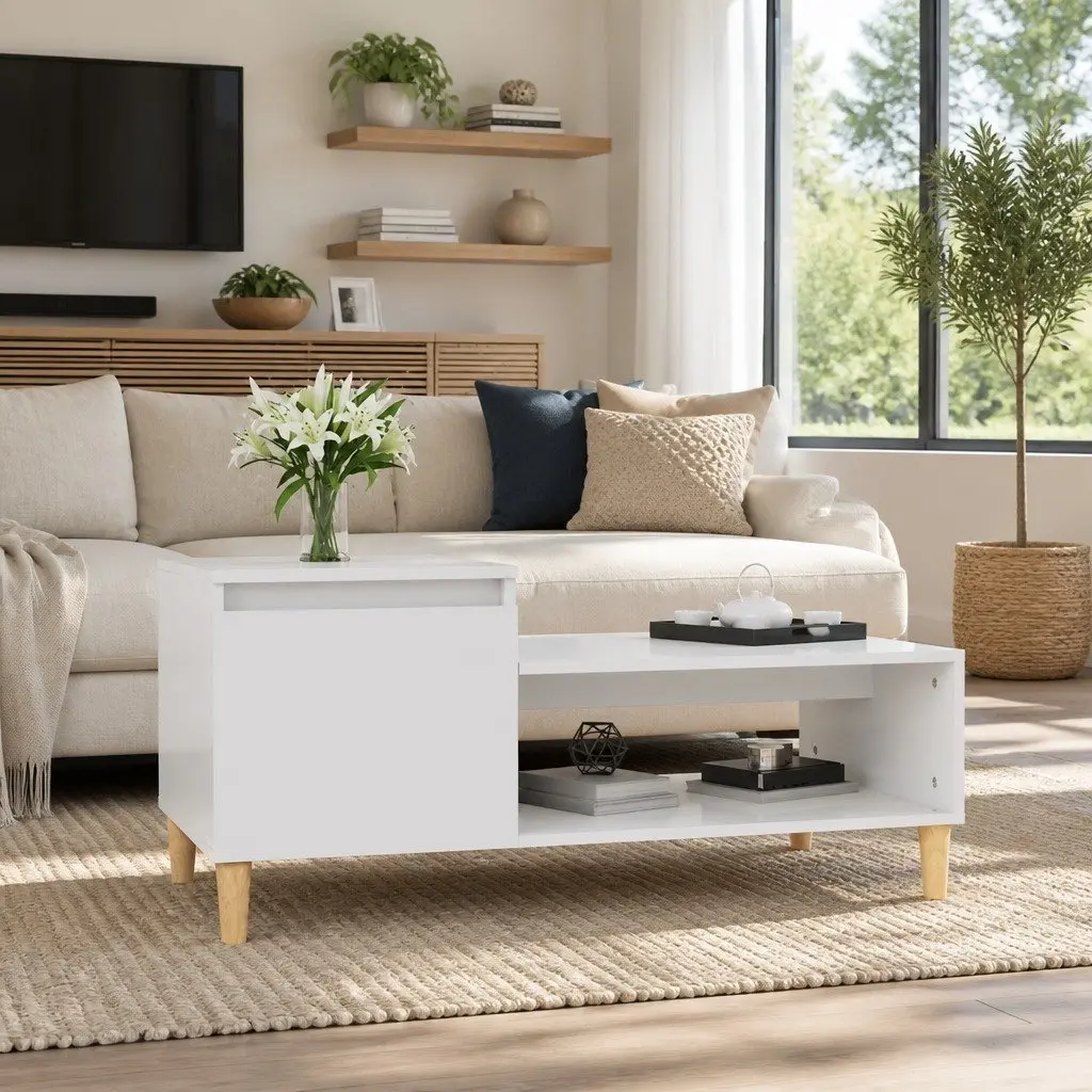 Coffee Table with High Gloss Finish and Storage