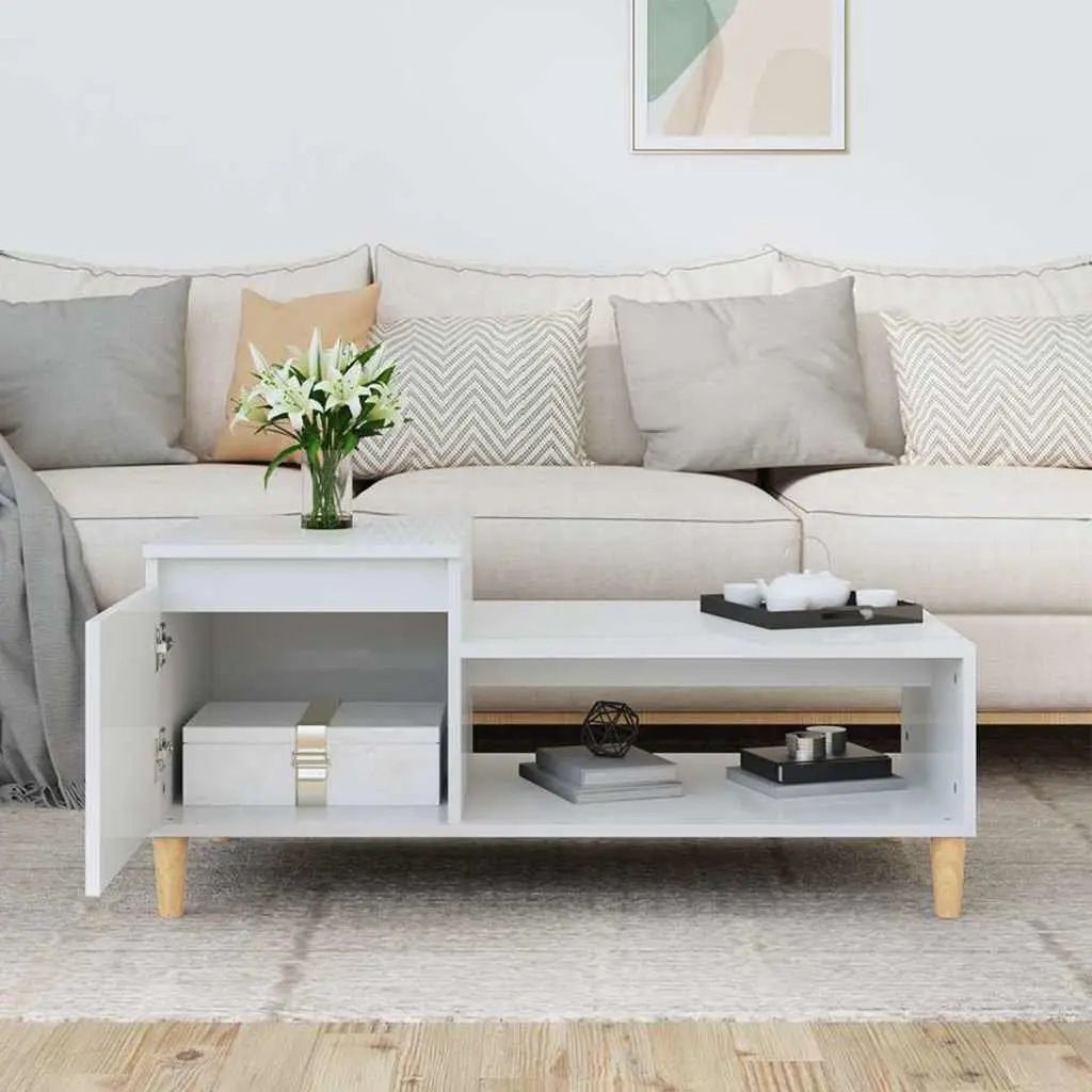 Coffee Table with High Gloss Finish and Storage