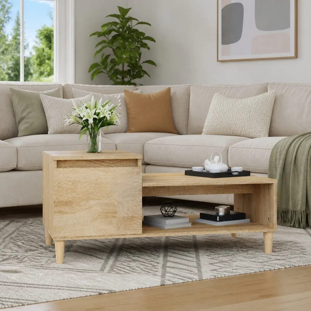 Coffee Table Storage Compartment 100 x 50 x 45 cm Brown Sonoma Oak Engineered Wood
