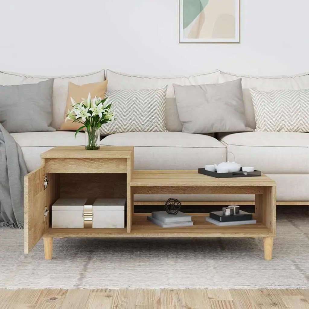 Coffee Table Storage Compartment 100 x 50 x 45 cm Brown Sonoma Oak Engineered Wood
