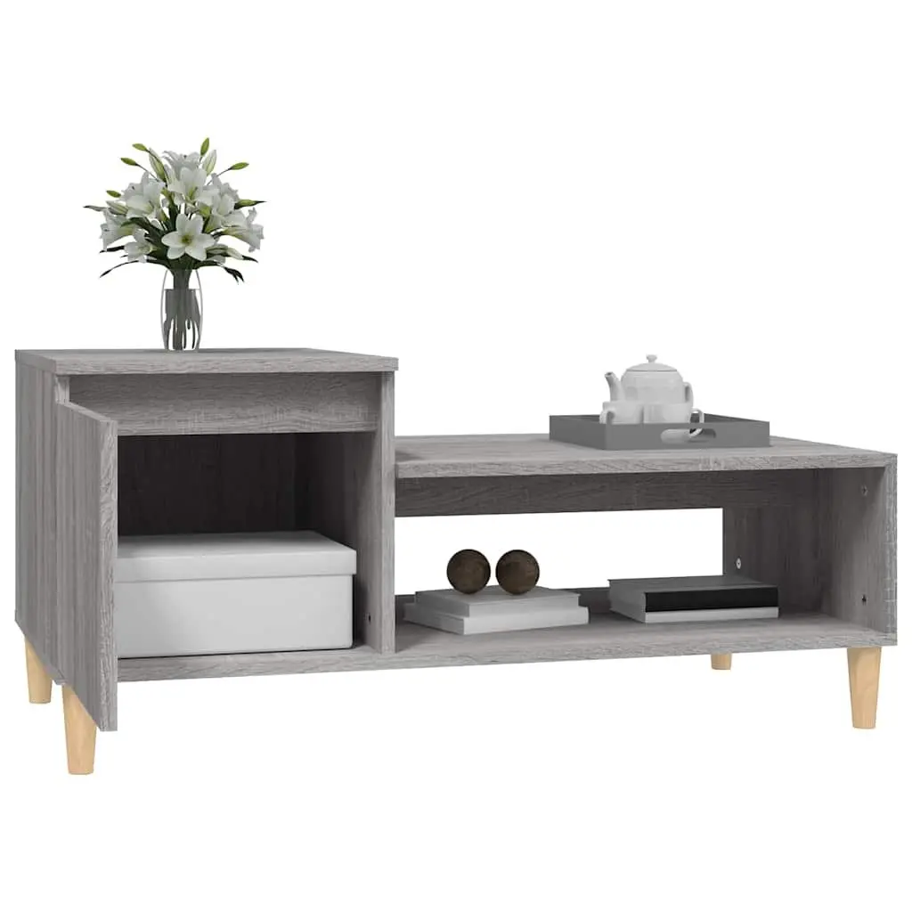 Coffee Table Grey Sonoma Engineered Wood with Storage Compartment Shelf Door