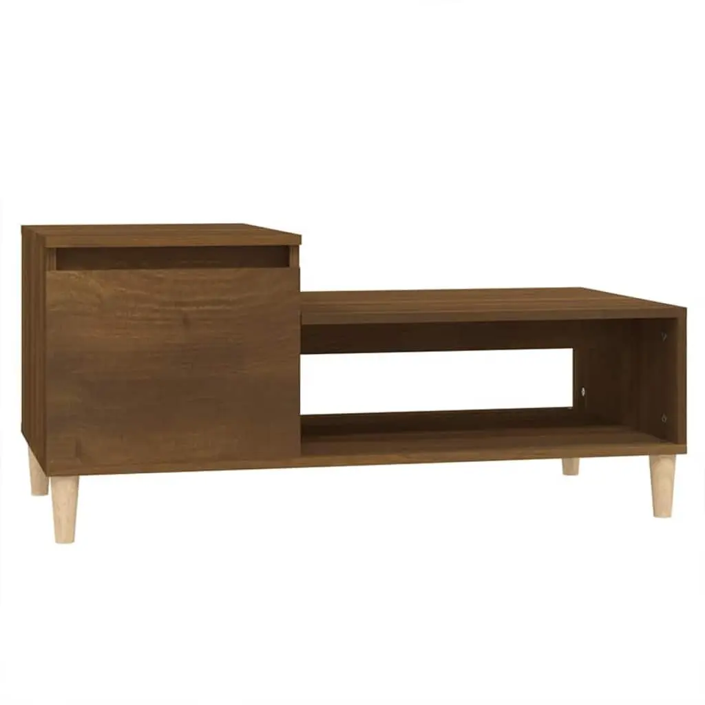 Coffee Table Brown Oak Living Room Furniture Engineered Wood Storage Compartment