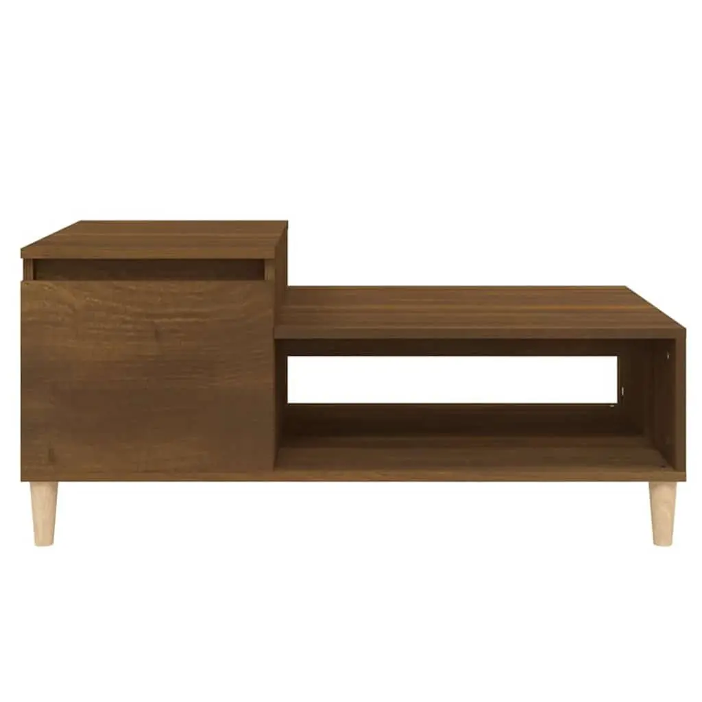 Coffee Table Brown Oak Living Room Furniture Engineered Wood Storage Compartment