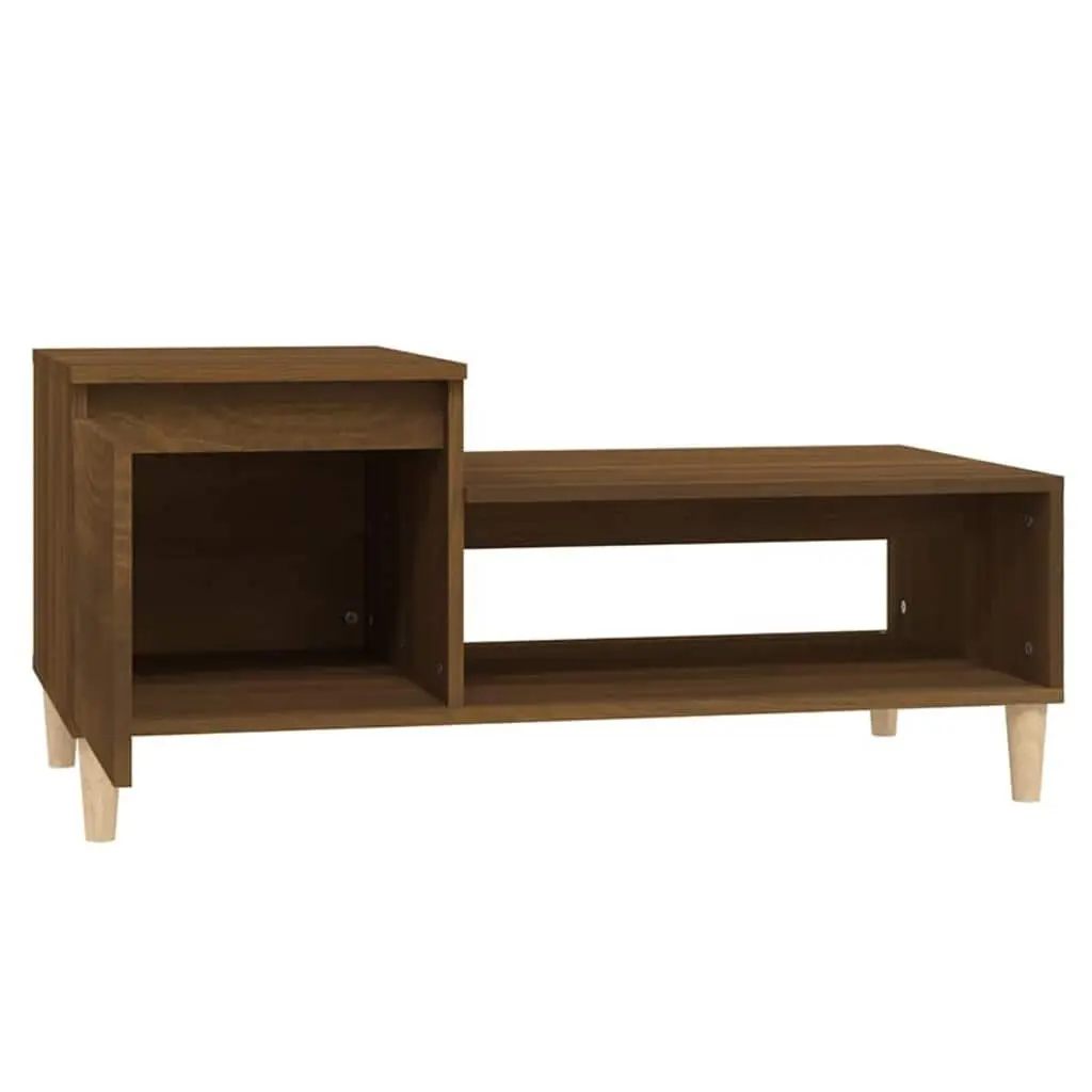 Coffee Table Brown Oak Living Room Furniture Engineered Wood Storage Compartment