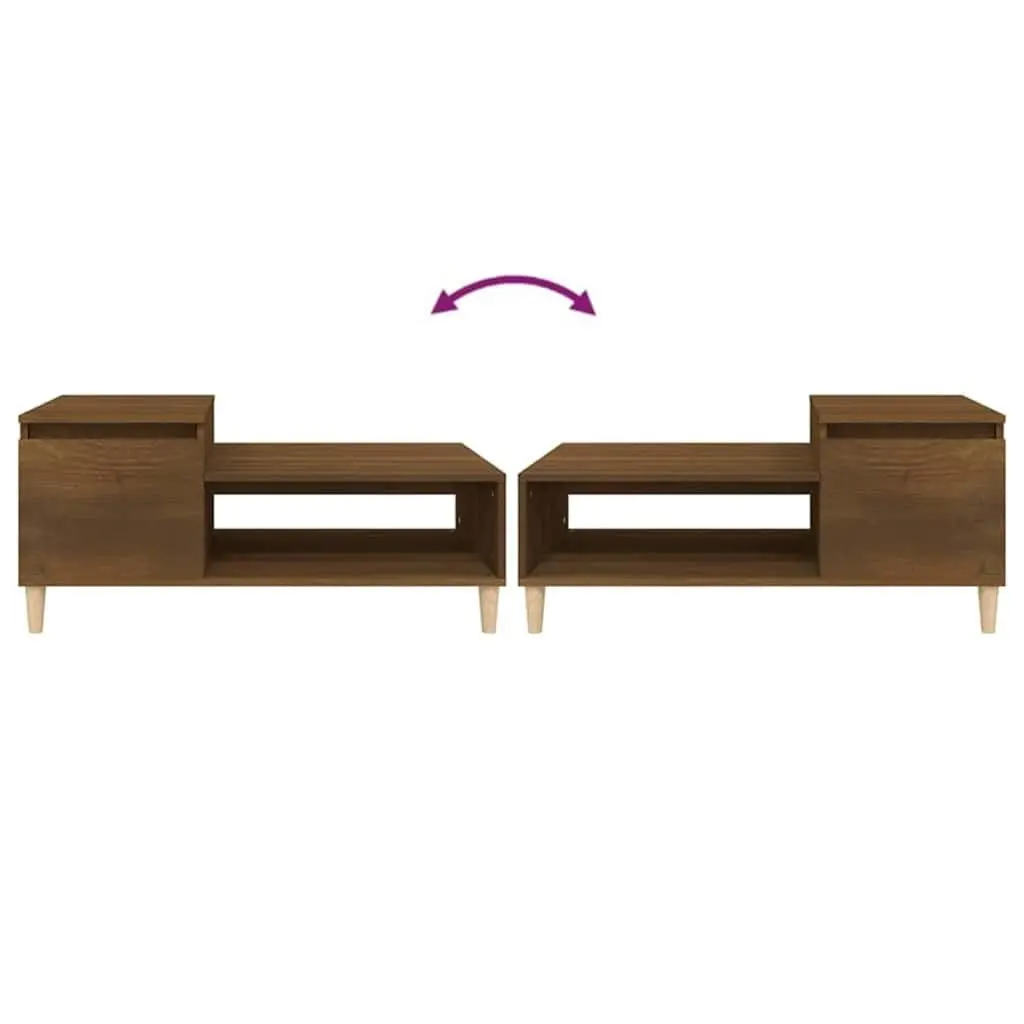 Coffee Table Brown Oak Living Room Furniture Engineered Wood Storage Compartment