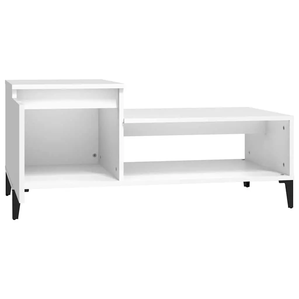 Coffee Table White Engineered Wood Living Room Accent Furniture with Storage