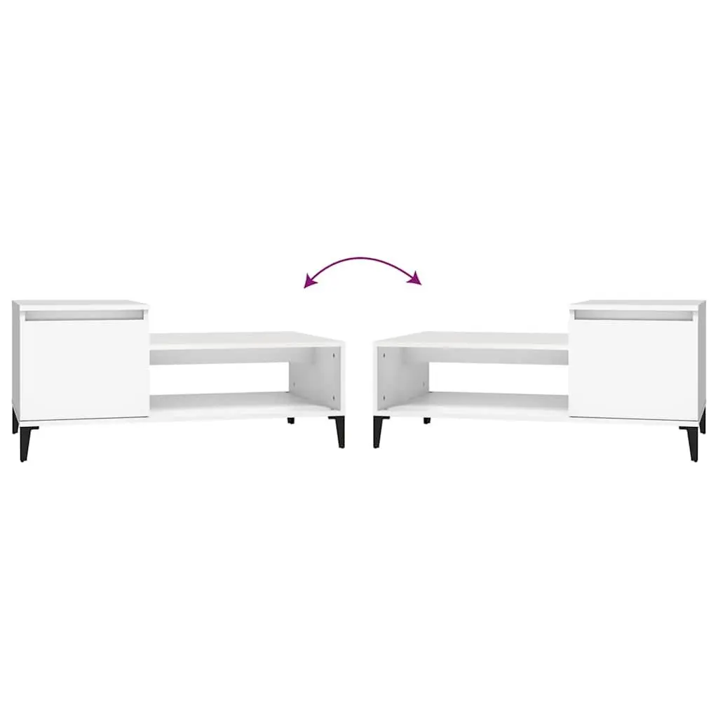 Coffee Table White Engineered Wood Living Room Accent Furniture with Storage