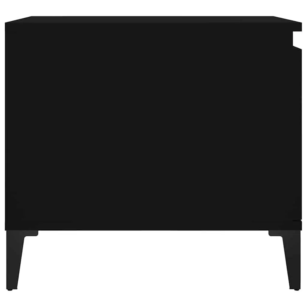 Coffee Table Black Storage Compartment Shelf Engineered Wood Living Room Accent