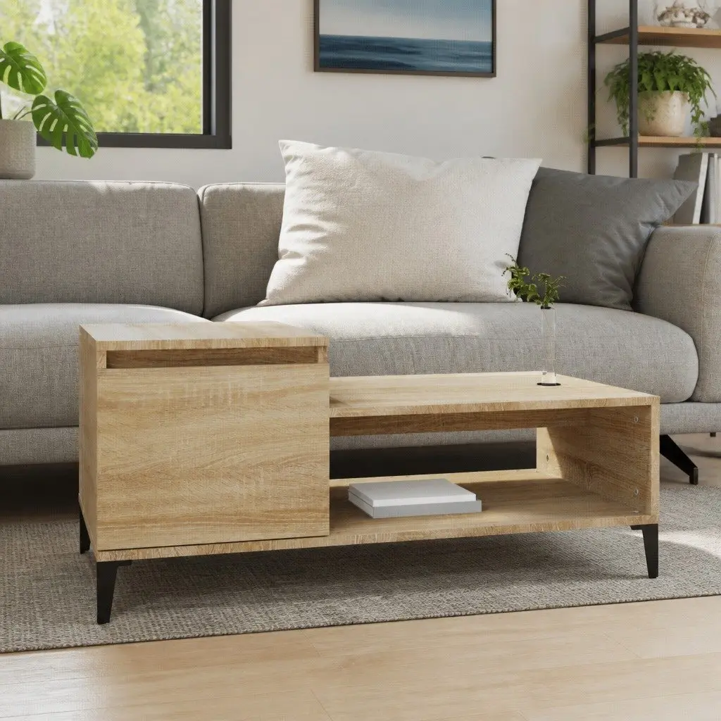 Coffee Table with Storage Compartment 100x50x45cm Brown Engineered Wood