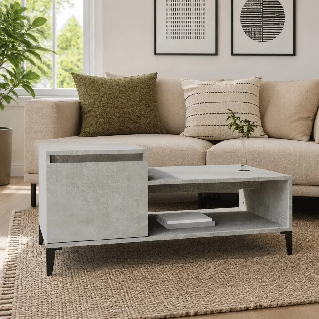 Grey Engineered Wood Coffee Table with Ample Storage