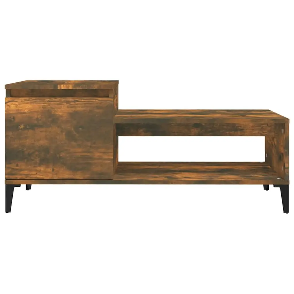 Coffee Table with Storage Compartment Shelf Brown Engineered Wood 100x50x45cm