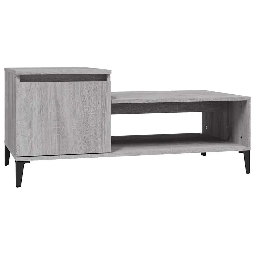 Coffee Table Grey Sonoma Storage Compartment Shelf Engineered Wood 100L x 50W x 45H cm