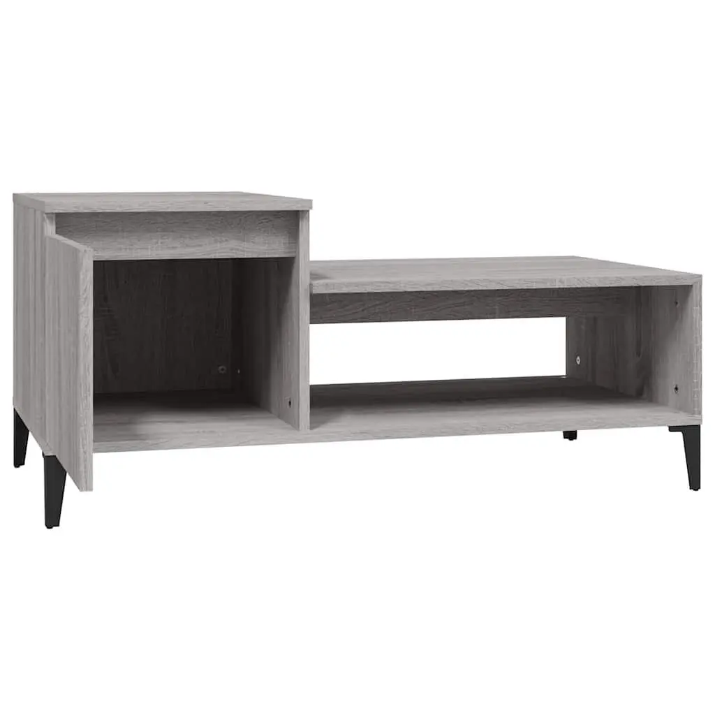 Coffee Table Grey Sonoma Storage Compartment Shelf Engineered Wood 100L x 50W x 45H cm