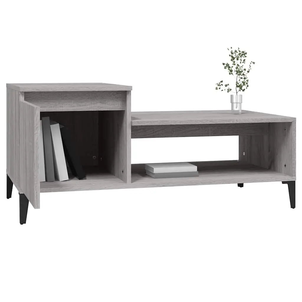 Coffee Table Grey Sonoma Storage Compartment Shelf Engineered Wood 100L x 50W x 45H cm