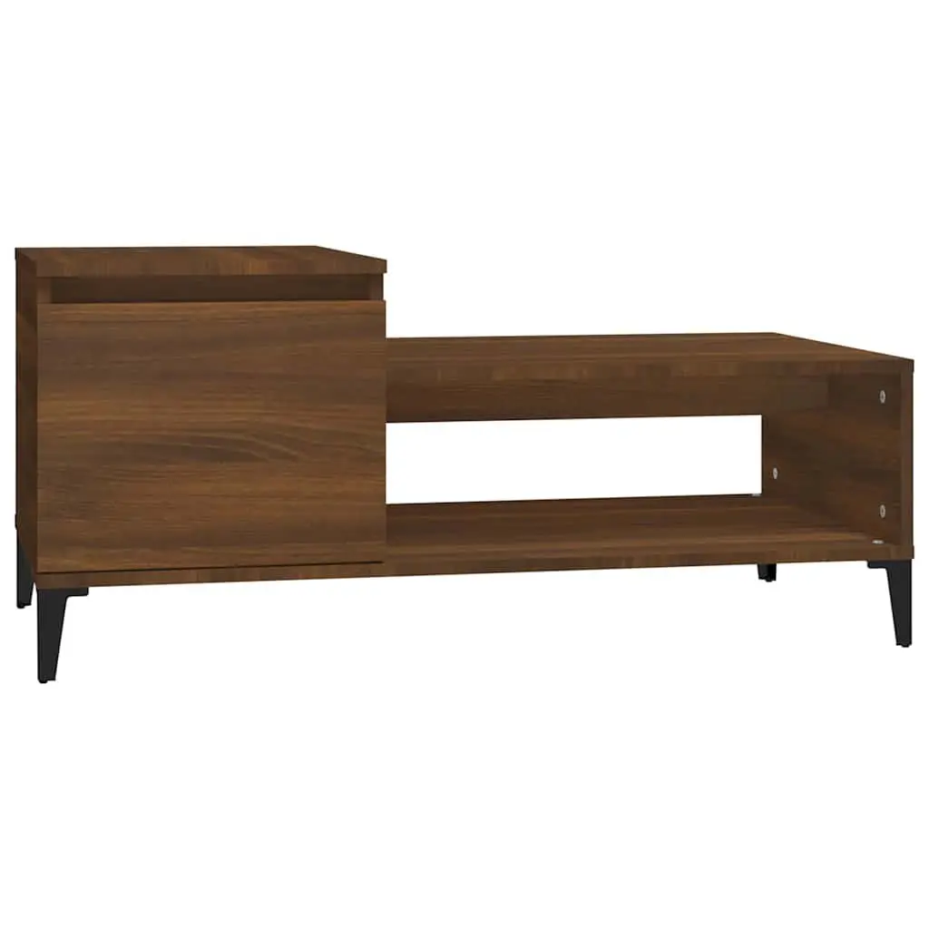Coffee Table Storage Compartment 100 x 50 x 45 cm Brown Oak Engineered Wood