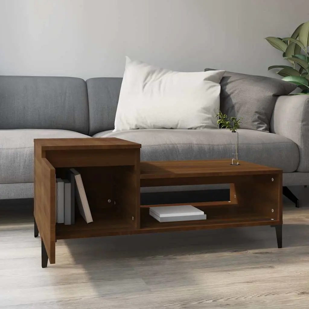 Coffee Table Storage Compartment 100 x 50 x 45 cm Brown Oak Engineered Wood