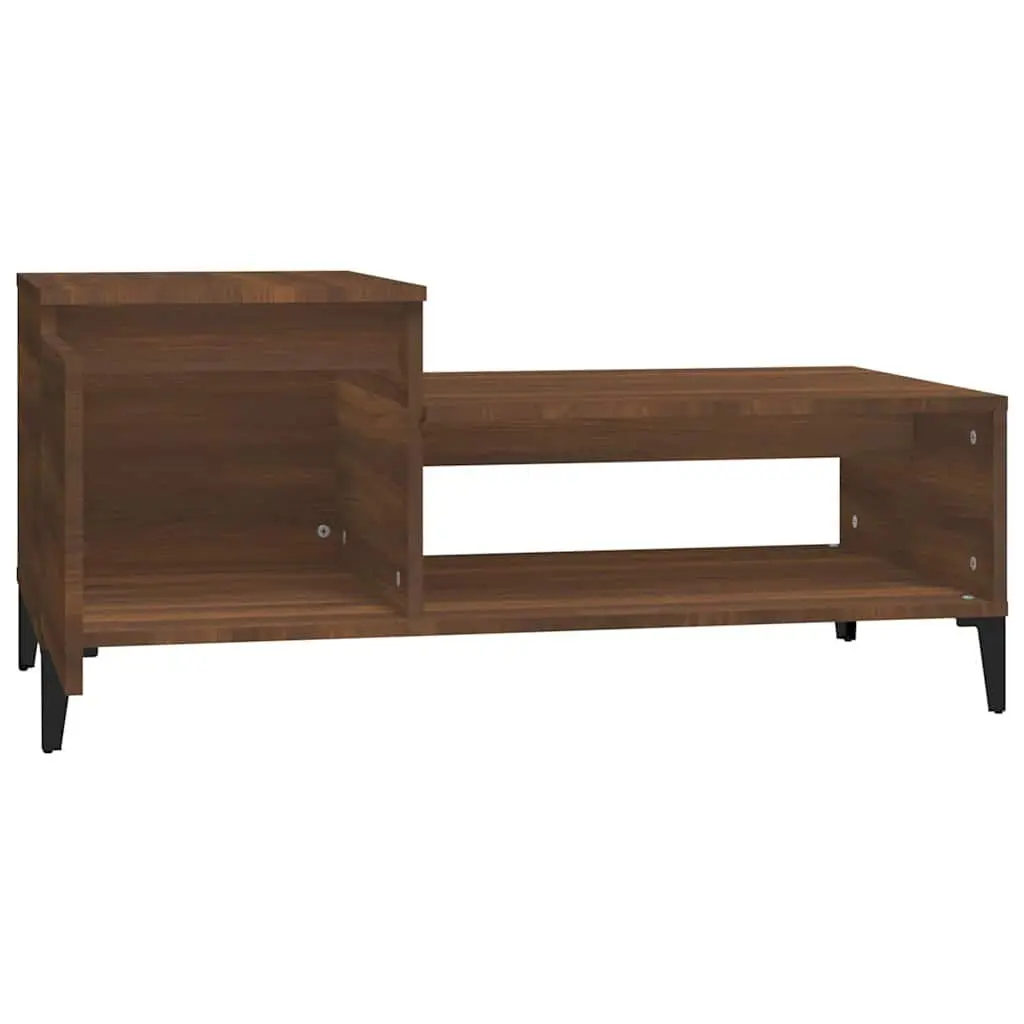 Coffee Table Storage Compartment 100 x 50 x 45 cm Brown Oak Engineered Wood