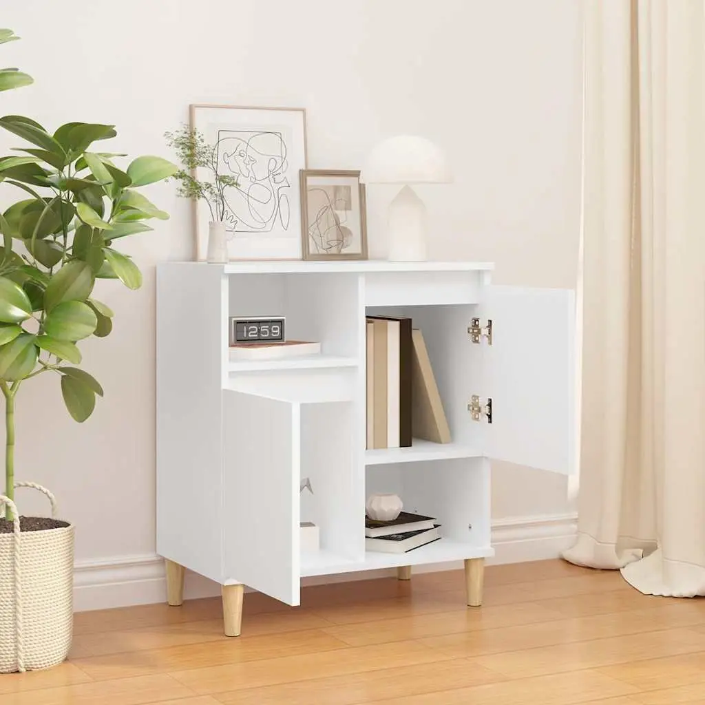 Sideboard Storage Cabinet 4 Compartments 2 Doors Engineered Wood White