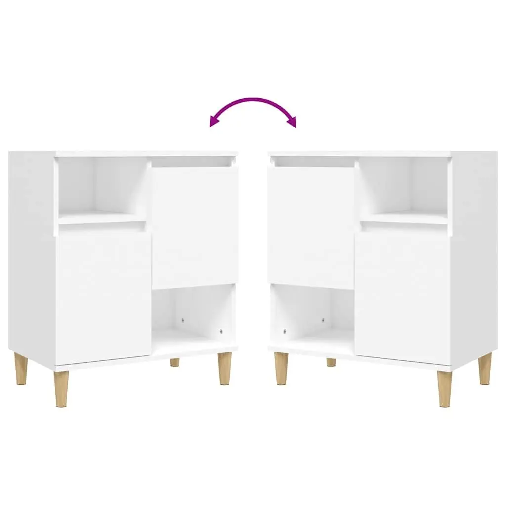 Sideboard Storage Cabinet 4 Compartments 2 Doors Engineered Wood White