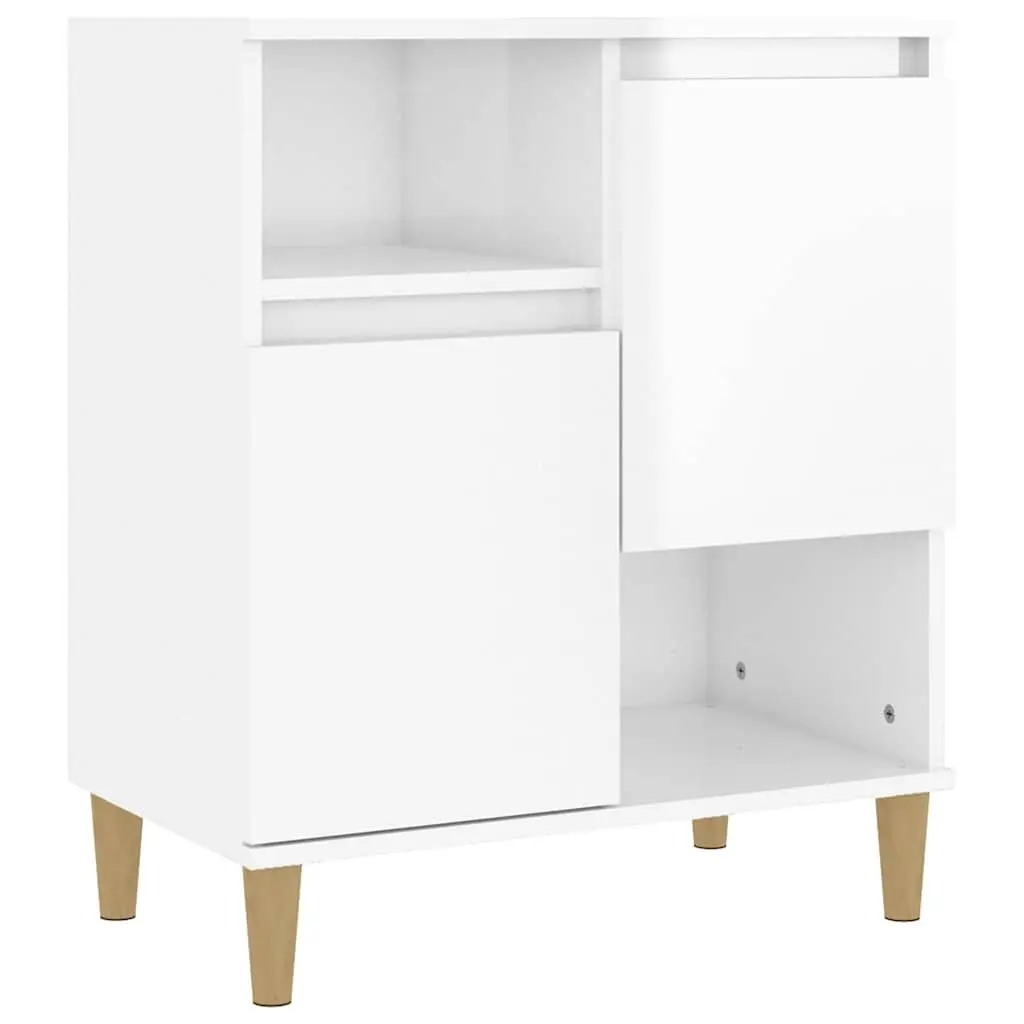 Sideboard Storage Cabinet 60x35x70cm Engineered Wood White High Gloss with 2 Doors