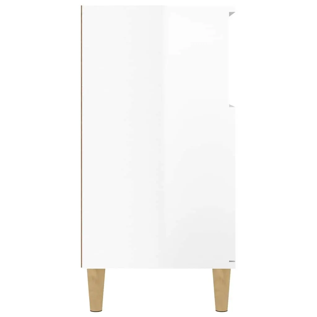 Sideboard Storage Cabinet 60x35x70cm Engineered Wood White High Gloss with 2 Doors