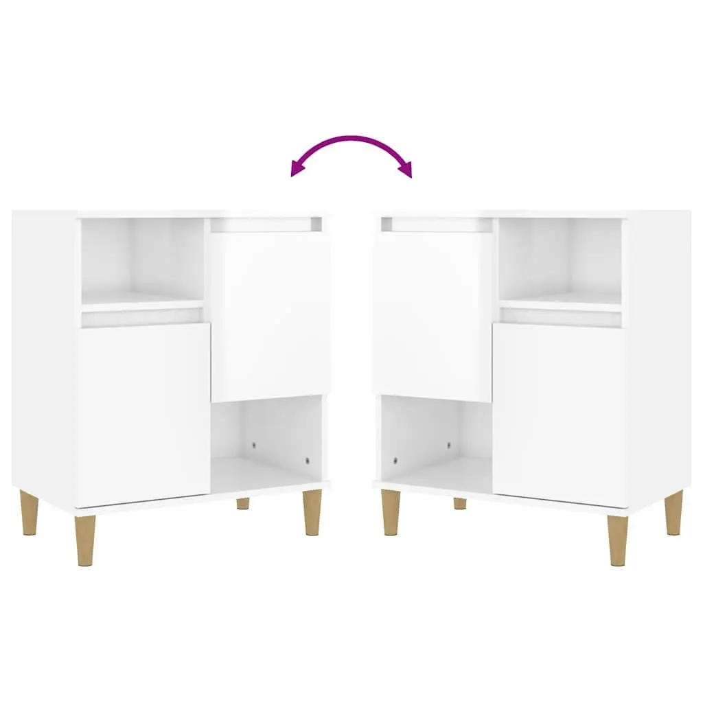 Sideboard Storage Cabinet 60x35x70cm Engineered Wood White High Gloss with 2 Doors