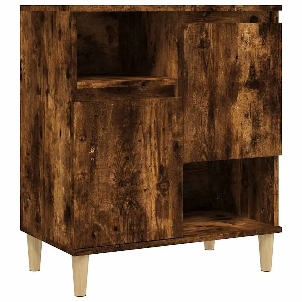 Sideboard Storage Cabinet Brown Engineered Wood 4 Compartments 2 Doors Furniture