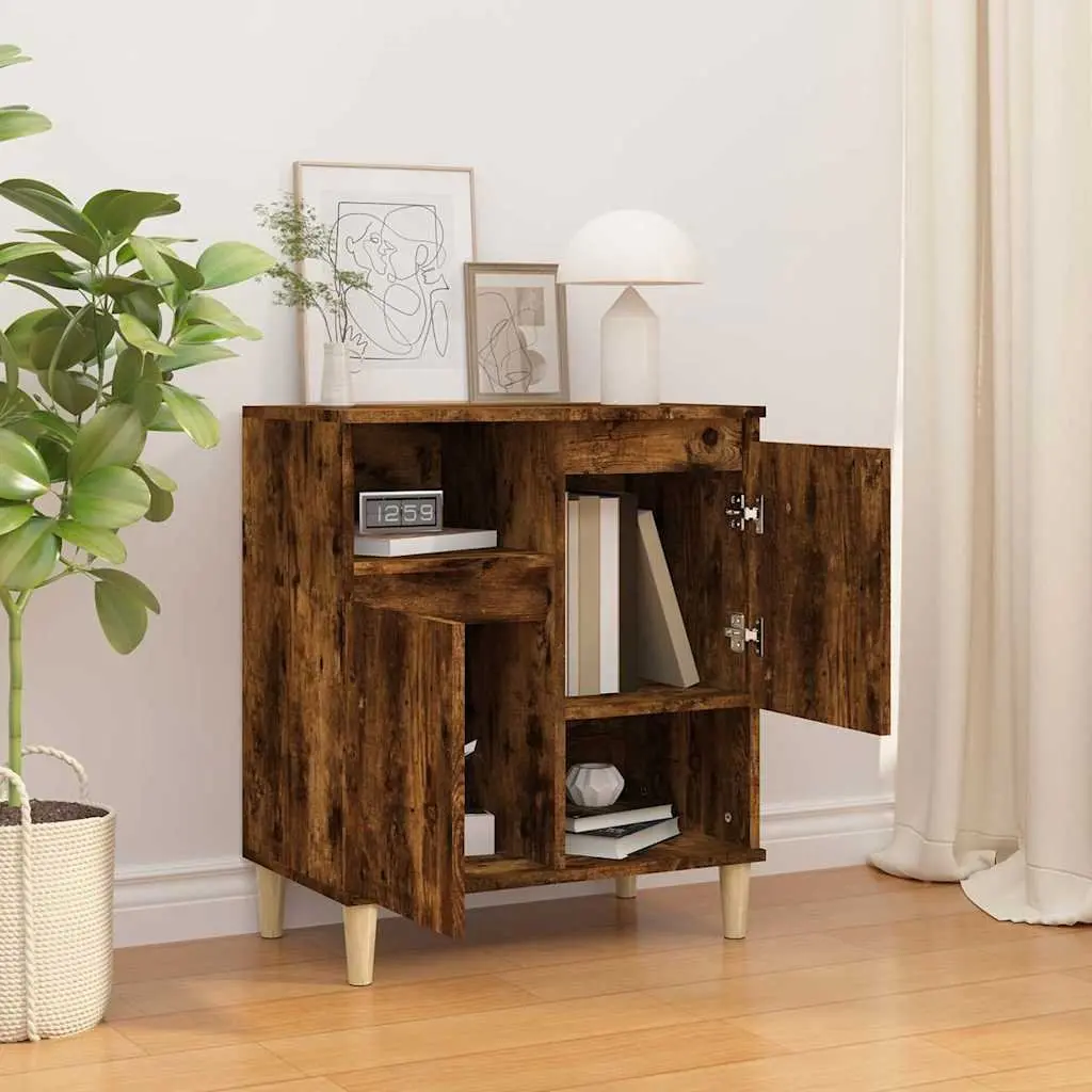 Sideboard Storage Cabinet Brown Engineered Wood 4 Compartments 2 Doors Furniture