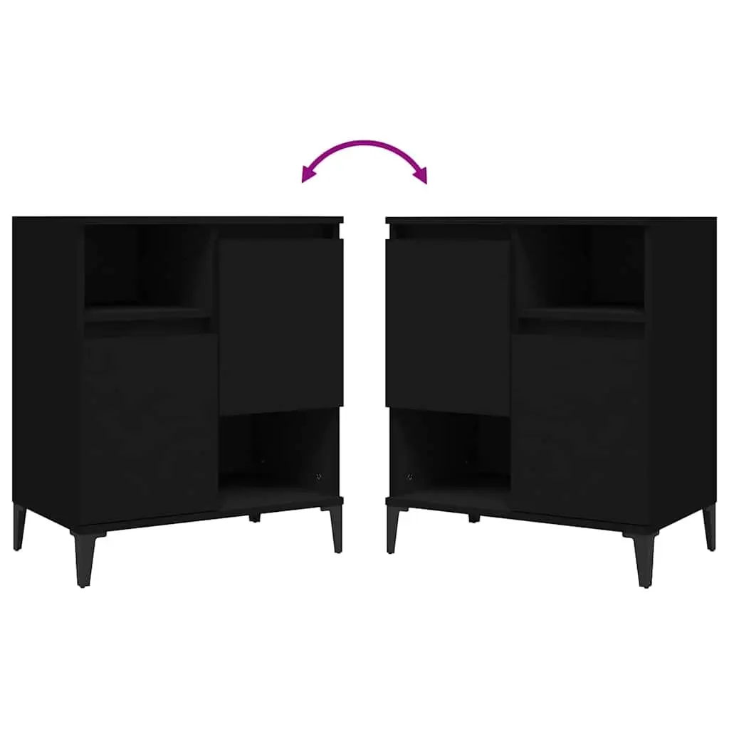 Sideboard Storage Cabinet 60x35x70 cm Black Engineered Wood Buffet Furniture