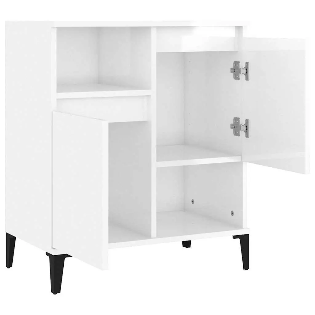Sideboard Storage Cabinet High Gloss White 60x35x70 cm 4 Compartments