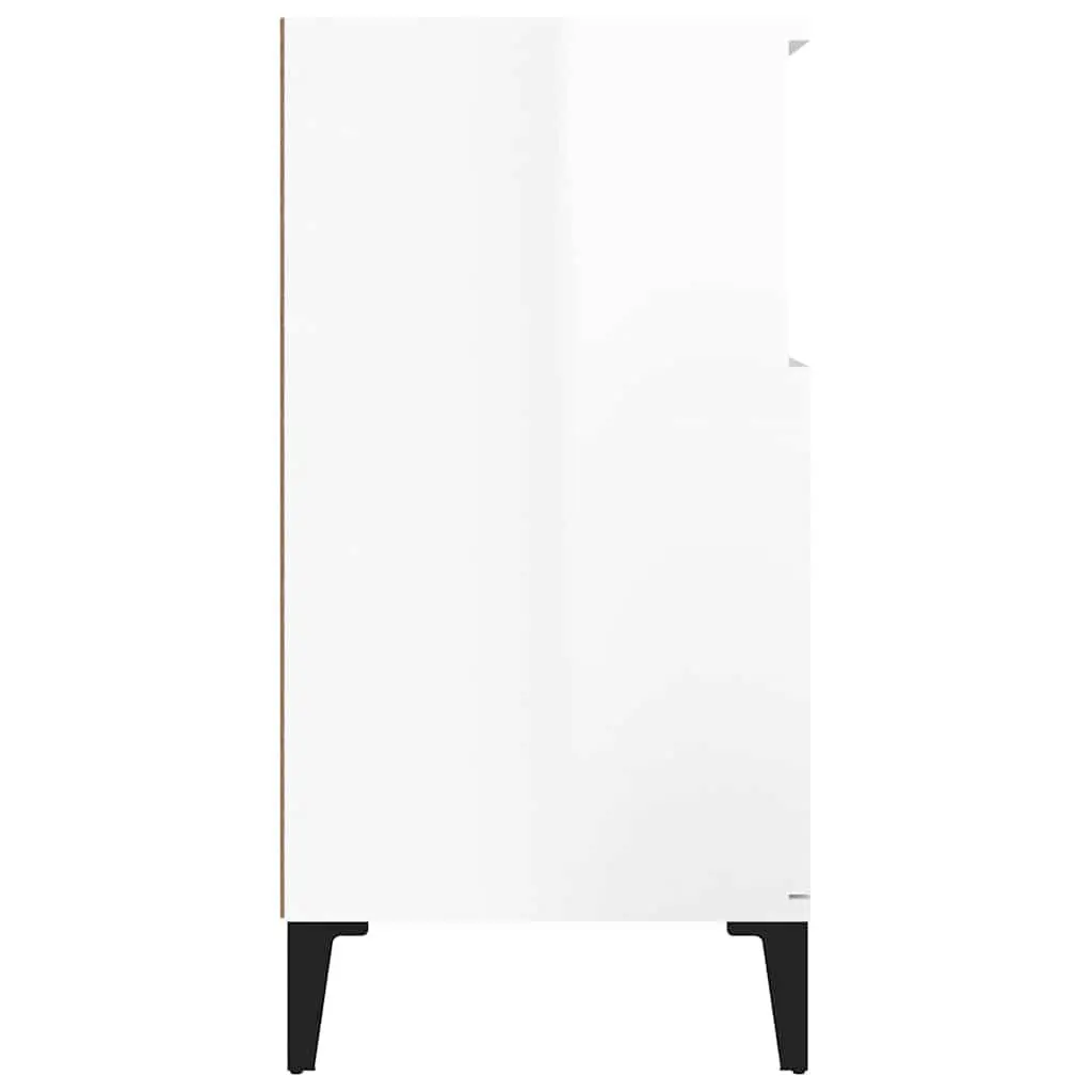 Sideboard Storage Cabinet High Gloss White 60x35x70 cm 4 Compartments